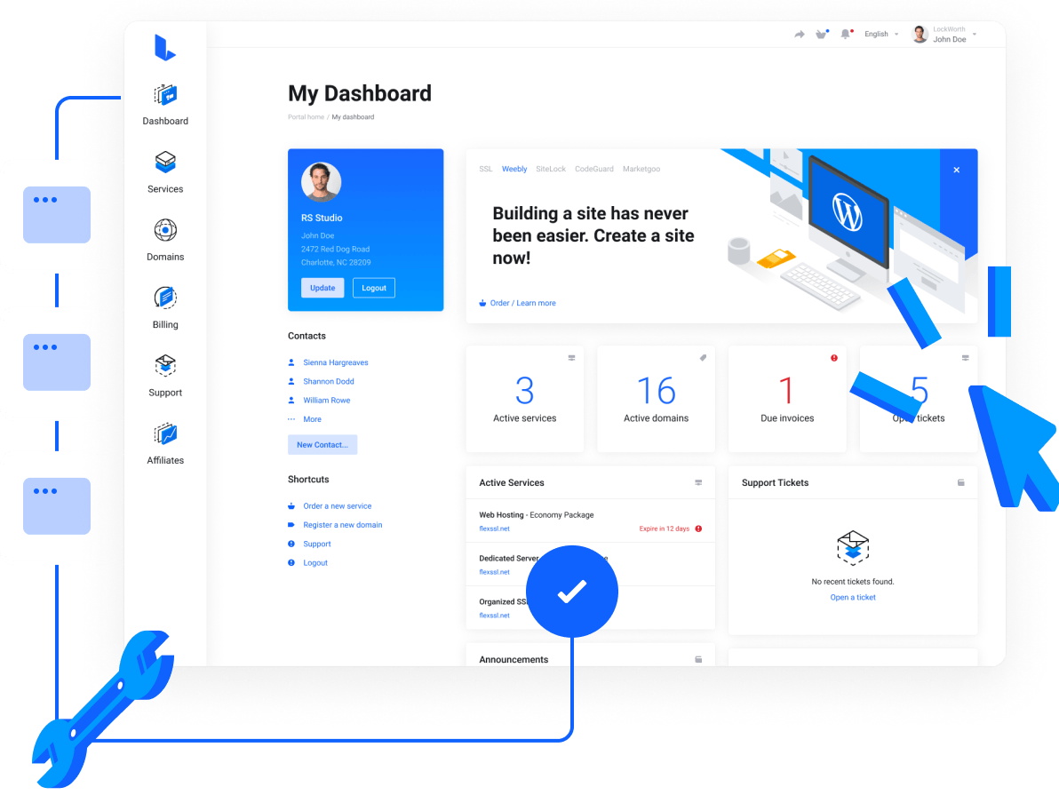 Super easy control panel to manage all your services