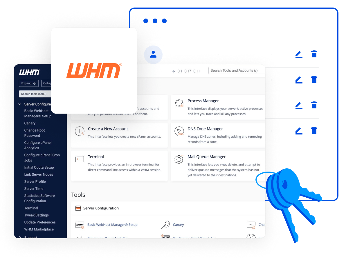 Control customer accounts via WHM control panel